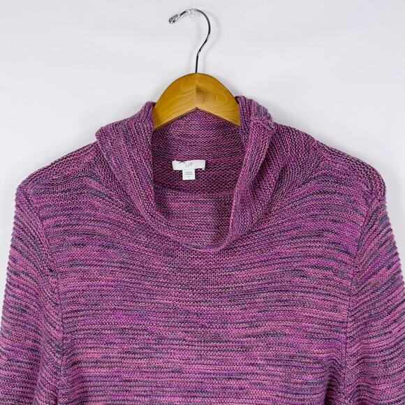 J Jill Women's Cowl Neck Space dye Tunic Sweater Large Pink Purple - Picture 3 of 12